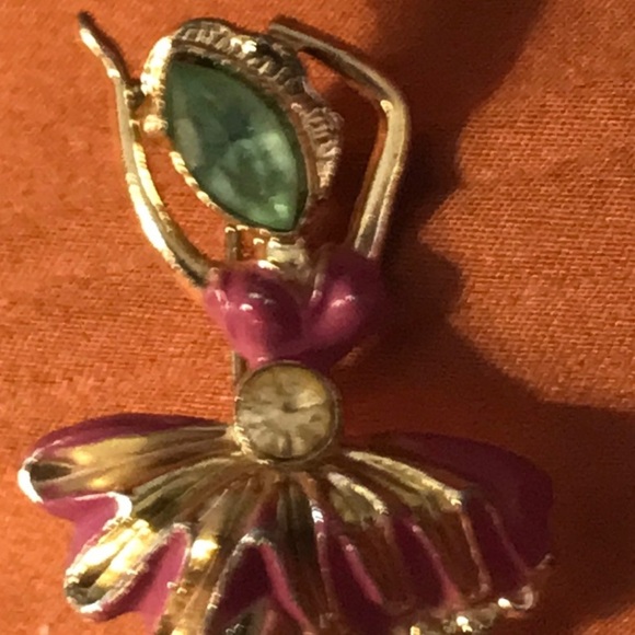 Elegant Ballerina Brooch in Purple and Gold - Picture 6 of 6